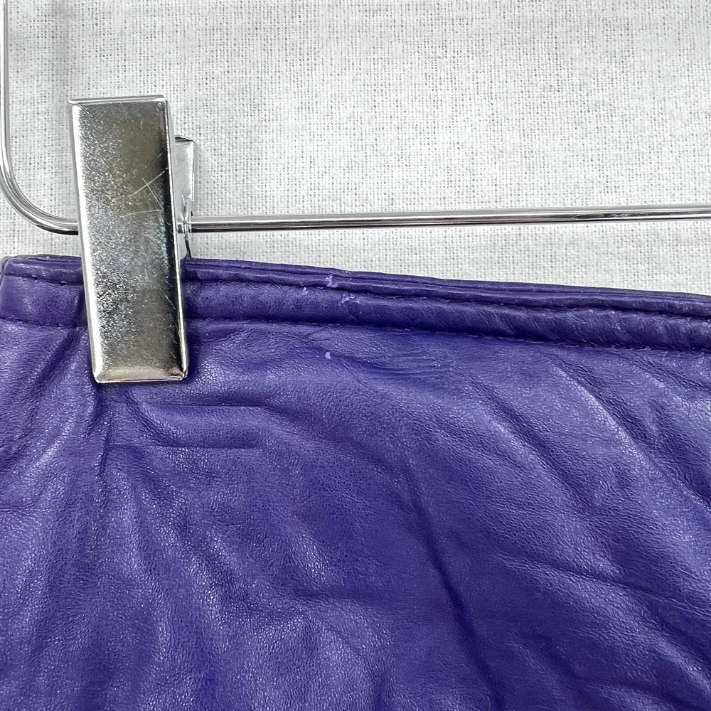 BAGATELLE Vintage 80’s Leather Pencil Skirt Womens 10 Purple Knee Length Pockets